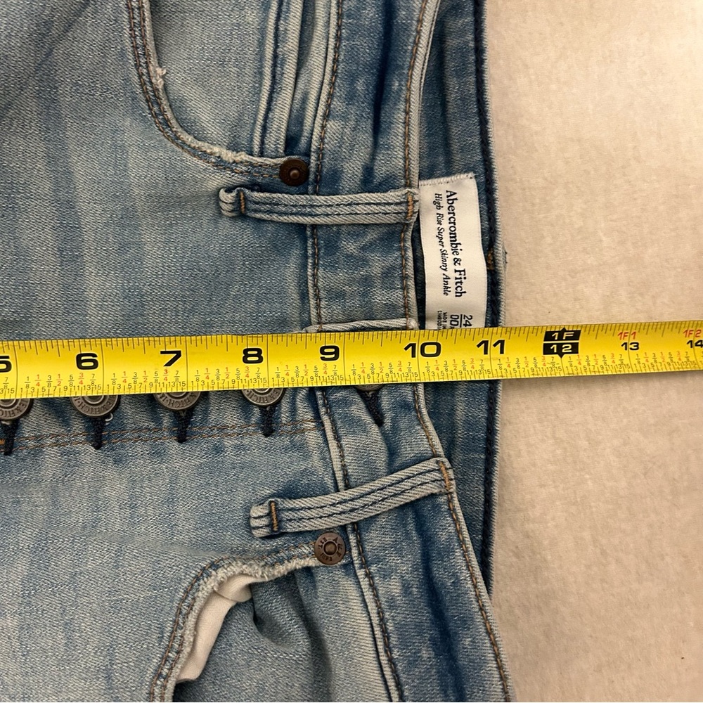 Abercrombie Ripped Medium Wash High Rise Super Skinny Ankle‎ Jean 24/00 - Picture 7 of 8